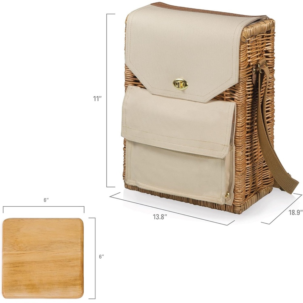 Beaches by Sandals Picnic Time Corsica Wine and Cheese Picnic Basket Tote EUC - Picture 3 of 7